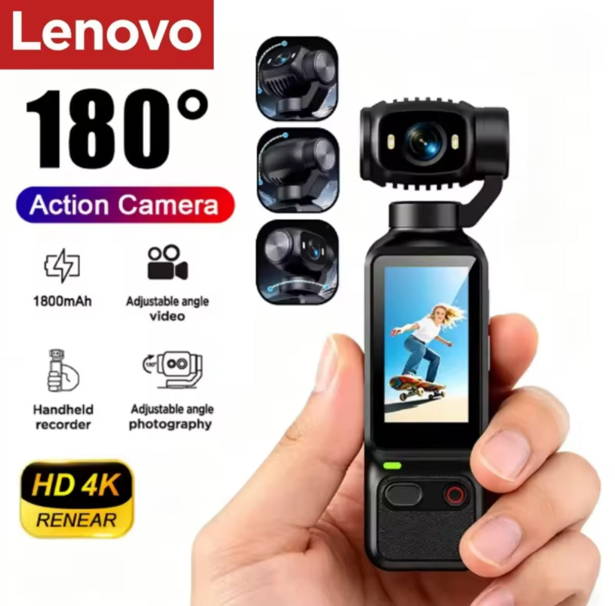 Mini Caméra d’Action 4K Rotative 180° – Stabilisateur Intelligent | Compacte & Portable