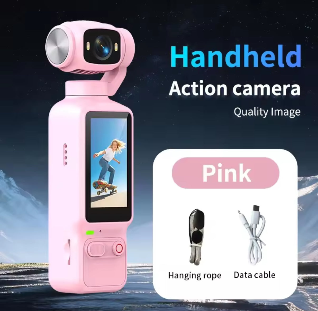 Mini Caméra d’Action 4K Rotative 180° – Stabilisateur Intelligent | Compacte & Portable