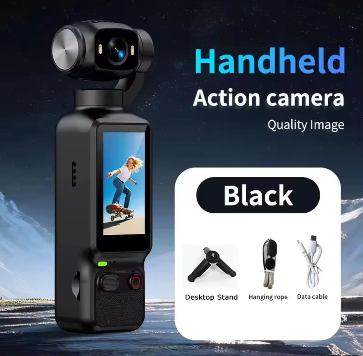 Mini Caméra d’Action 4K Rotative 180° – Stabilisateur Intelligent | Compacte & Portable